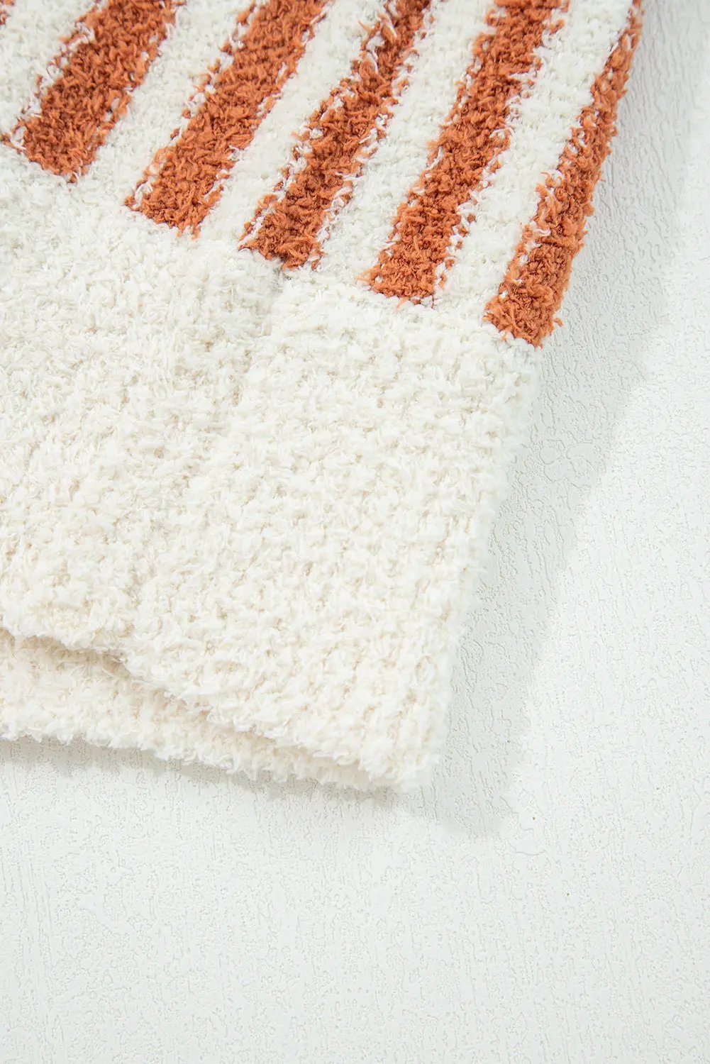 Orange Stripe Cowl Neck Drop Shoulder Sweater For Women Dear-Lover Dropshipping